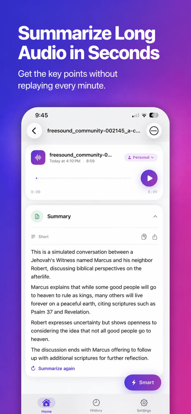 Create quick AI summaries in VoiCat